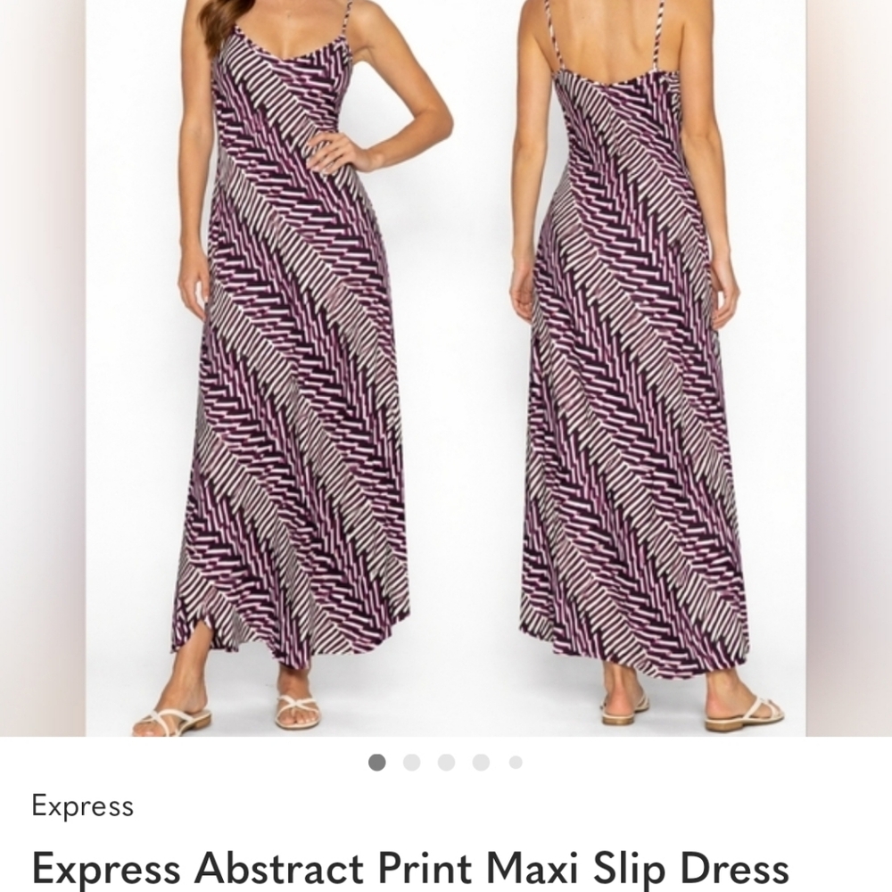 Express Purple and White Abstract Maxi Dress